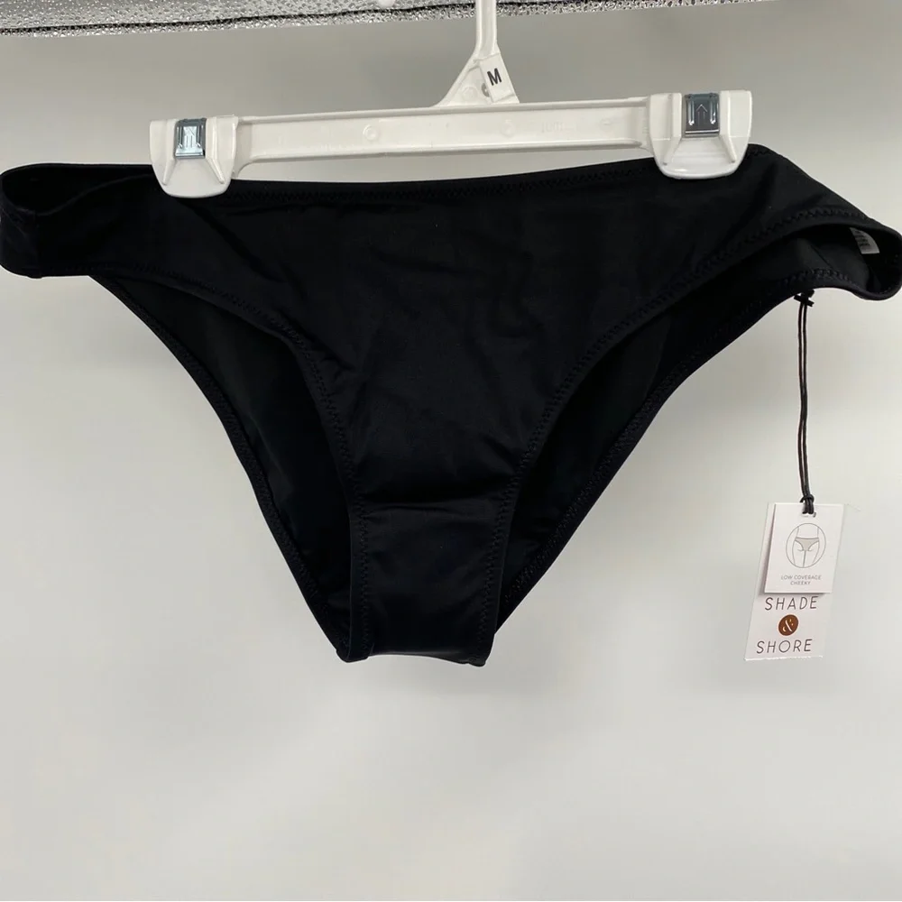 Shade and Shore Low Coverage High Leg Black Bikini Bottoms Size Medium